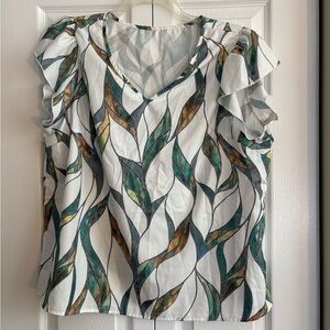 Floral top with light blue pants set